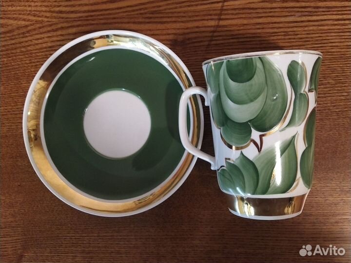 Чайная пара Красный Фарфорист СССР бу