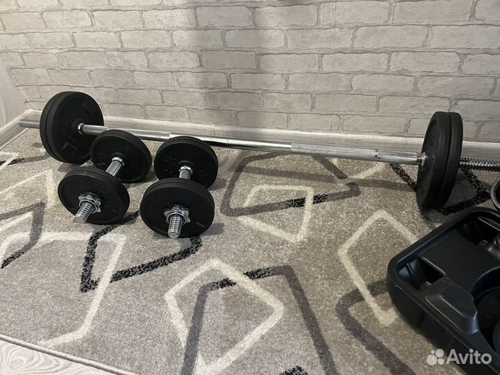 Штанга и гантели в кейсе