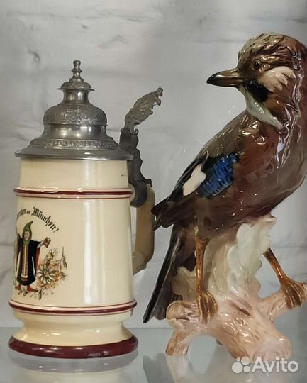 Немецкая пивная кружка, с картиной на донце