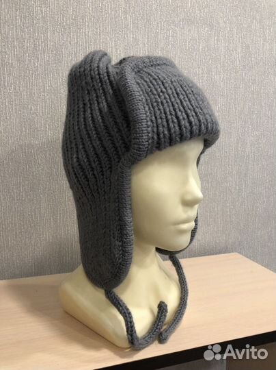 Шапка ушанка вязаная