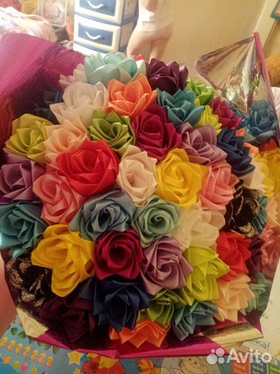 Цветы на заказ из атласной ленты