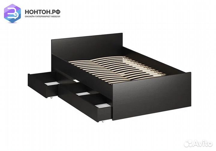 Кровать двуспальная Орион дуб венге с ящиками