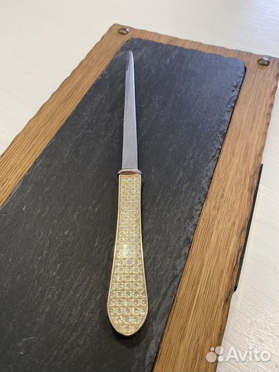 Нож для бумаги стильный металл ручка со стразами