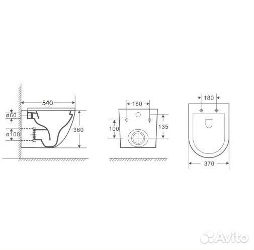 Унитаз подвесной WeltWasser amberg 506+merzbach 043 XL GL-WT+amberg RD-CR белый/кнопка хром, безобод