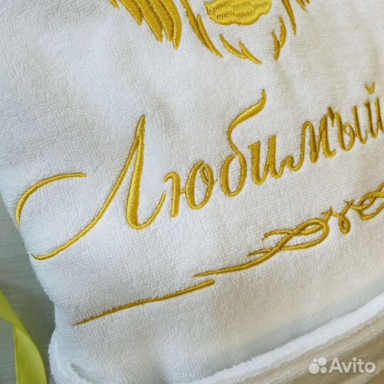 Мужской махровый халат с вышивкой на заказ