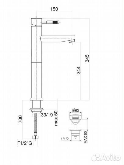 Смеситель для раковины Webert Rimini RI830402740