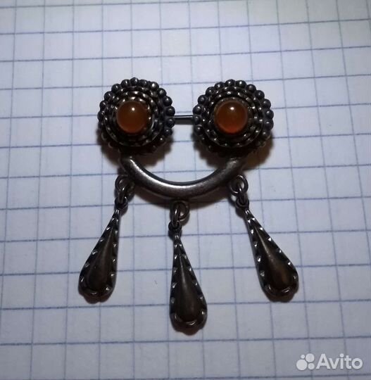 Брошь серебро 875 пробы
