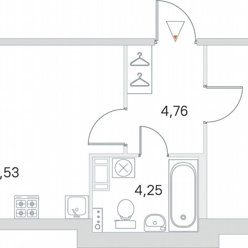 1-к. квартира, 43 м², 4/4 эт.