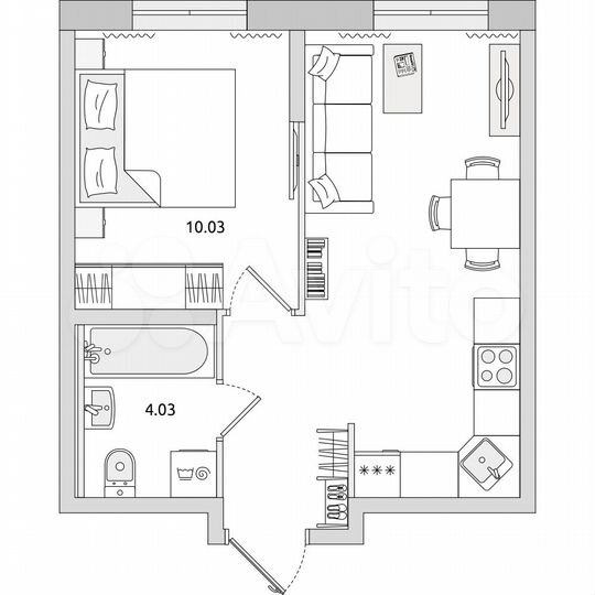 1-к. квартира, 33,6 м², 3/17 эт.