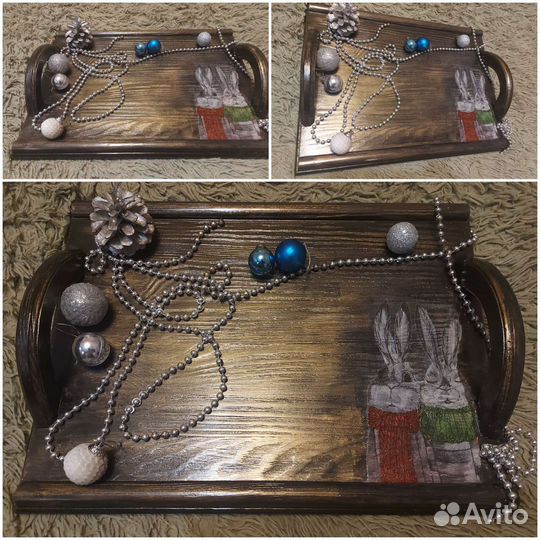 Поднос деревянный из массива сосны