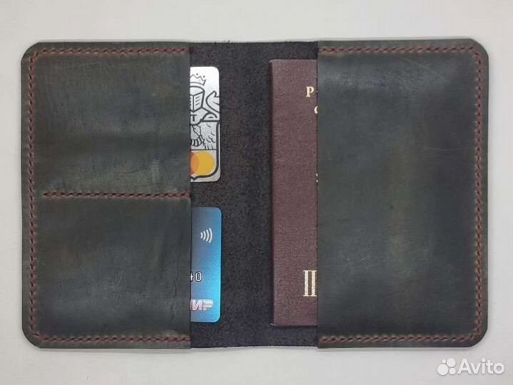 Обложка для паспорта. Кожа. Паспорт. Хаки