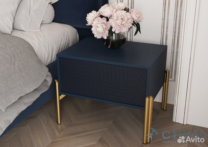 Омри тумба прикроватная Морской Синий матовая Тем