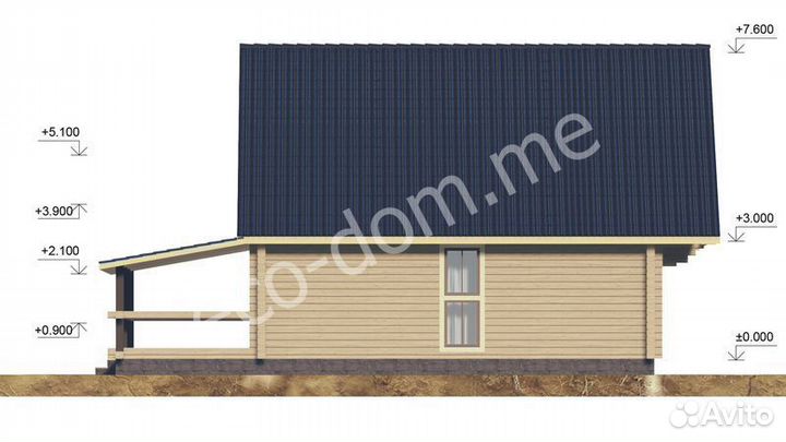 Проект дома из бруса 14х8 № эд-66