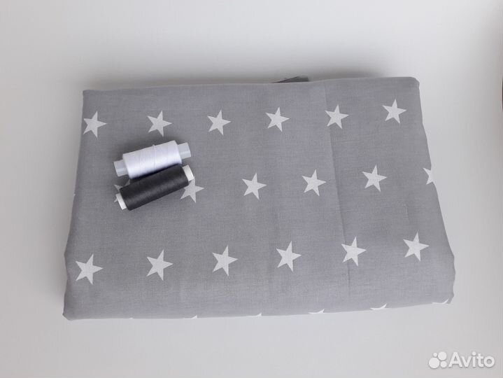 Ткань отрез 5 м хлопок 100 Звёздочки на сером