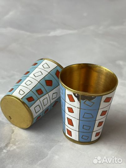 Стопка эмаль латунь золочение СССР люм