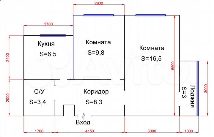 2-к. квартира, 42 м², 1/9 эт.