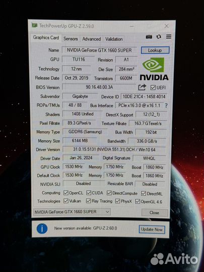 Видеокарта Gtx 1660 Super Gaming