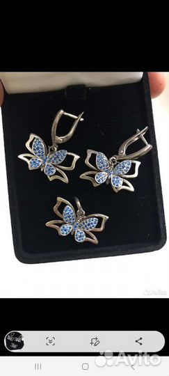 Серьги и кулон серебро