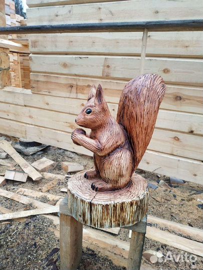 Деревянная скульптура сова орёл белка