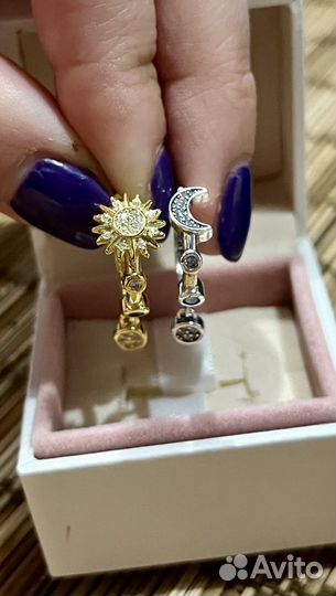 Pandora серьги Солнце и Луна в наличии