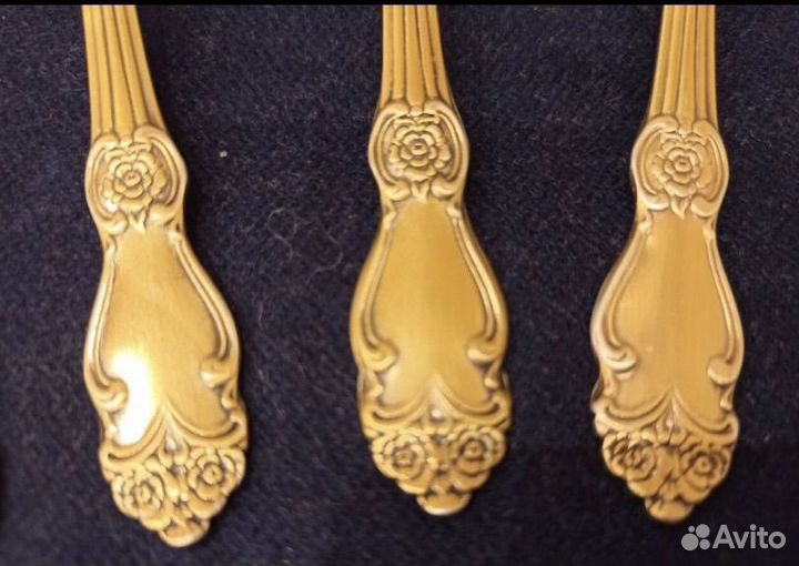 Ложки мельхиор золочение роза