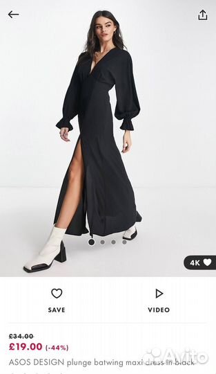 Новое черное платье миди ASOS