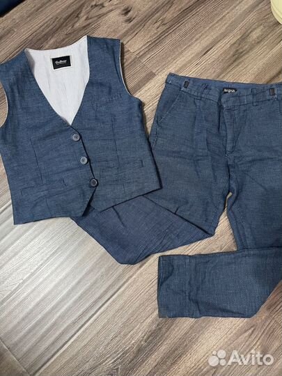 Костюм брюки и жилет Gulliver, лен, 134