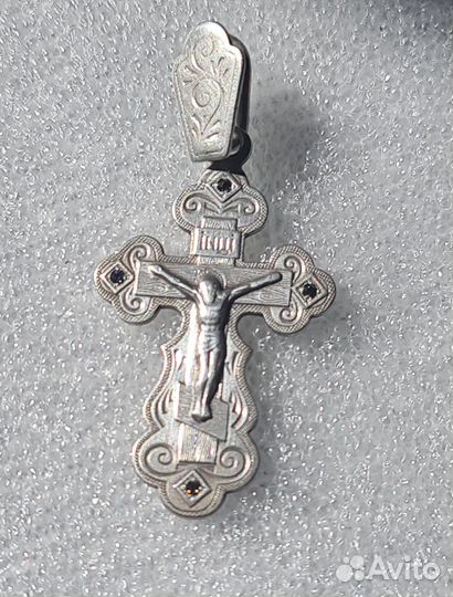 Крест с фианитами, серебро