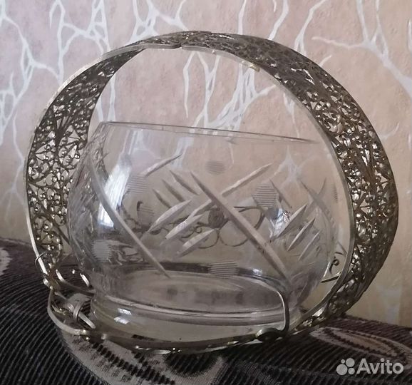 Хрустальная вазочка конфетница СССР