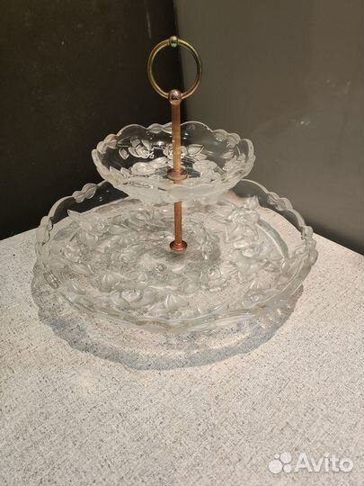 Большая фруктовница этажерка Розы стекло металл