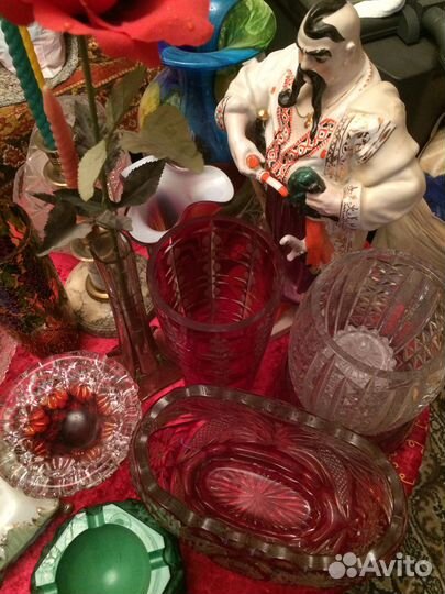 Ваза цветное стекло и хрусталь