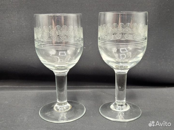 Рюмка тонкое стекло резьба орнамент пантография