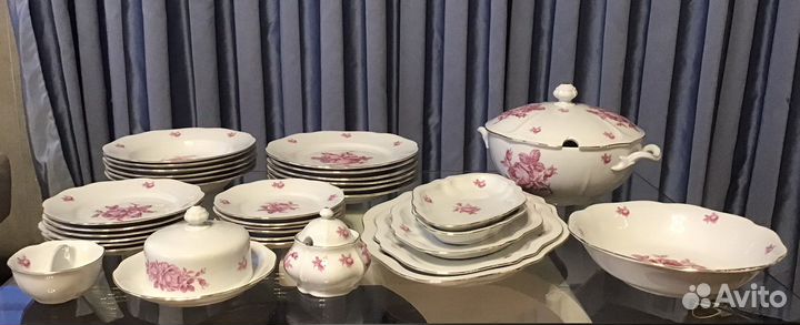 Набор столовой посуды «Роза» Богемия Чехословакия