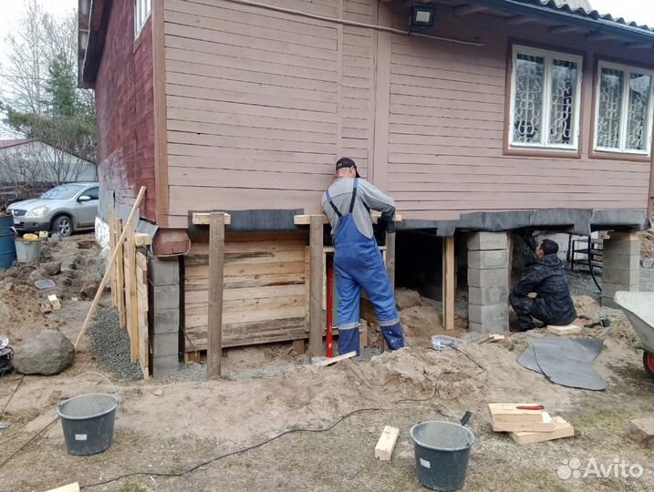 Подъем домов, замена венцов, ремонт фундамента