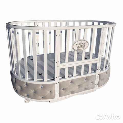 Кровать-трансформер 6в1 с мягкими бортиками белая