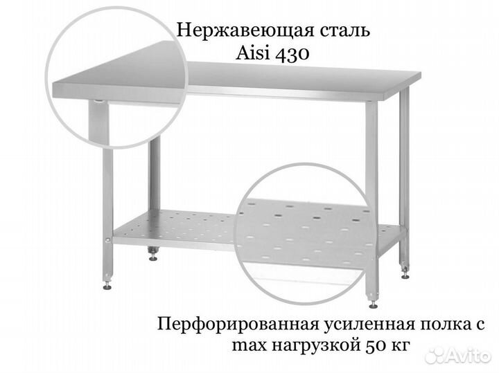 Стол из нержавейки 1500х600х860 без борта