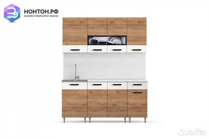 Кухня Рио 1.7 м дуб крафт / бежевый