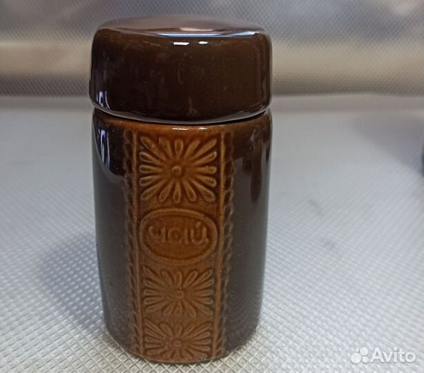 Керамическая кубышка для хранения чая СССР