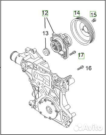 Водяной насос (помпа) Opel Astra H рест. 16-18XER