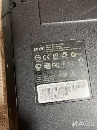 Ноутбук acer aspire 57 33