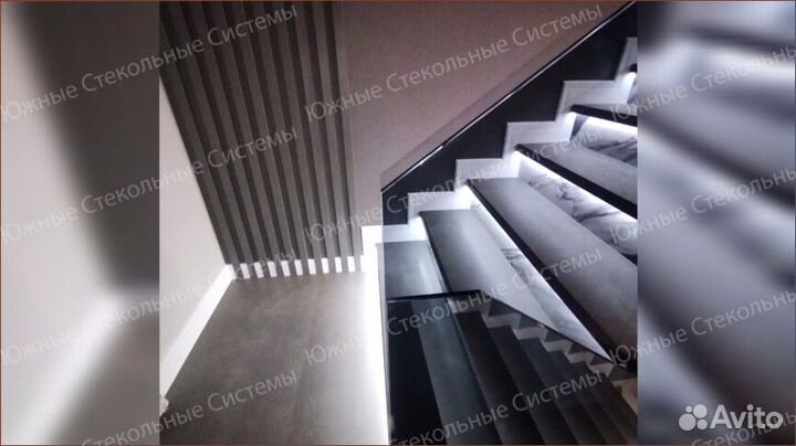 Перила для лестницы из стекла