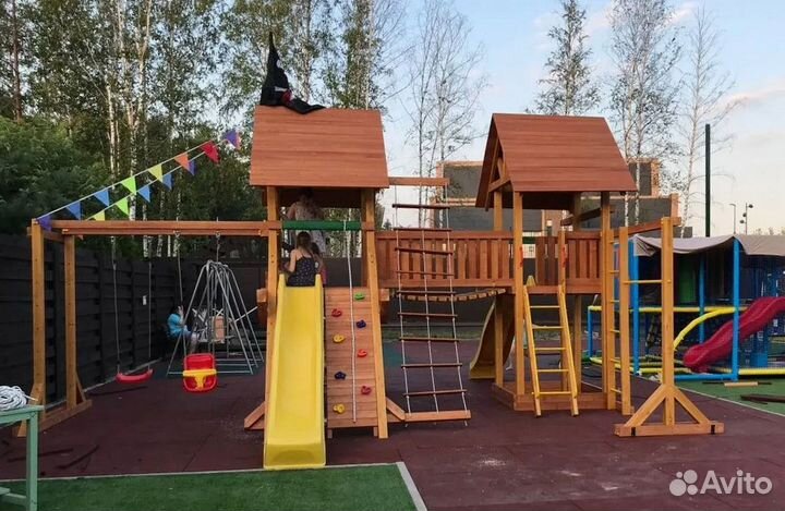 Детский домик песочница горка качели для дачи