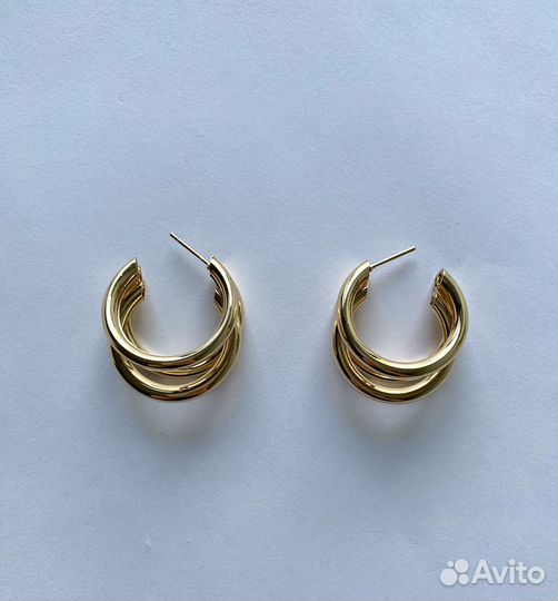 Золотые серьги в стиле Celine