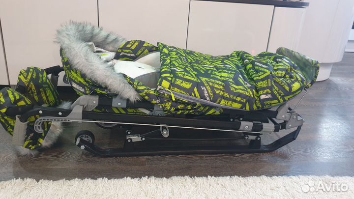 Санки-коляска Ника детям 7-8SK с колесами