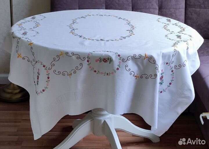 Скатерть ришелье,вышивка,винтаж, хлопок