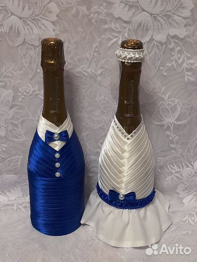 Украшение на свадебное шампанское
