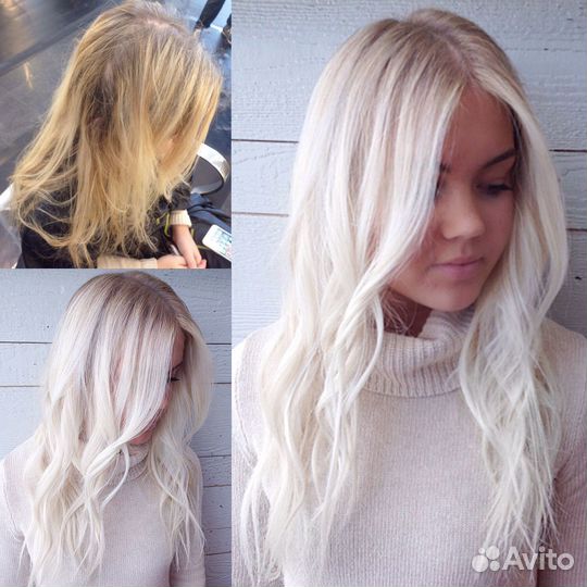 Окрашивание в платиновый блонд. Убираю желтизну