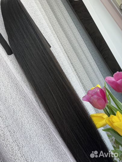 Хвост накладной шиньон на лентах и гребне 60см