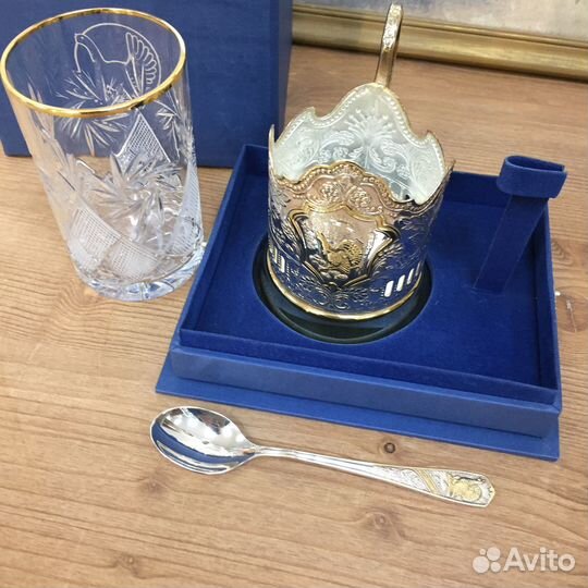 Подстаканник мельхиоровый герб РФ/глухарь