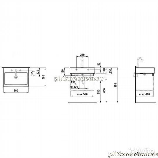 Laufen Living 8.1743.3.000.104.1 раковина 60